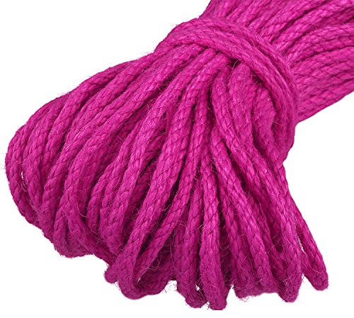 IkErna Cordel de Yute Colorido de 5 Mm de Diámetro, Cordón de Yute Natural de 100 Metros de Longitud para Manualidades, Cordel para Envolver/Rose Red