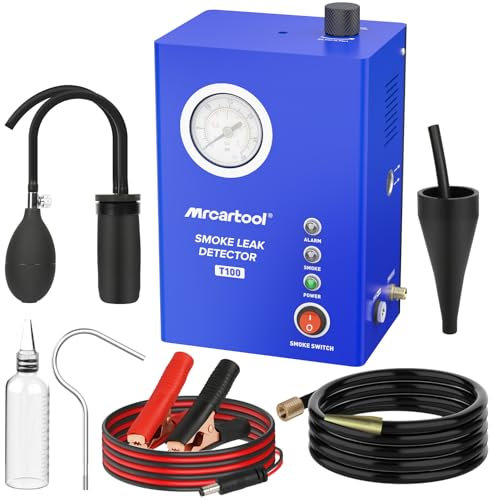 MR CARTOOL Macchina del Fumo EVAP con Indicatore di Pressione e Pompa ad Aria Incorporata, Rilevatore di Perdite del Sistema Carburante Auto, Diagnostico per Perdite con Calibro dell'olio di Prova