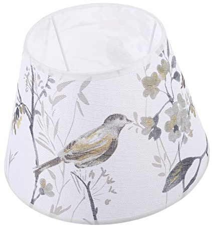 WOONEKY Pantalla Accesorio de Lámpara de Flores de Tela y Pájaros Estampado Mesa Decorativo Material Tejido y Metal Lámparas Adecuado para Comedor y Estudio