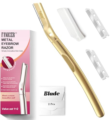 Dermaplaning-Klingen für Gesicht, Augenbrauenformung, sanfte Haarentfernung und Peeling, Gesichts-Dermaplaning-Werkzeug entfernt abgestorbene Oberflächen und Gesichtshaare, entworfen für Frauen (Gold)