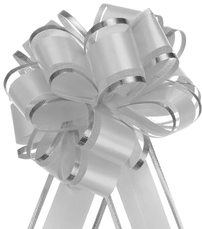 QUARKZMAN 5 Stück Geschenk Schleife 10cm Geschenkbänder Matte Ziehschleife Groß Dekoschleife für Geschenkverpackung Hochzeit Tüten Weihnachten Körbe Auto Deko, Grau