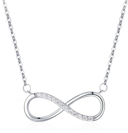 Oykrueats - Chaîne en Argent Réglable pour Femme avec Pendentif en Zircone Infini - Symbole de l'Infini pour Femme - Chaîne pour Amie, Dame, Mère, Fille