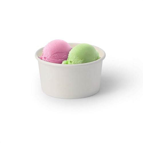 GREENBOX 50x Eisbecher Pappe 150 ml weiß - Einwegbecher plastikfrei und biologisch abbaubar - Dessertschale To-go-Becher