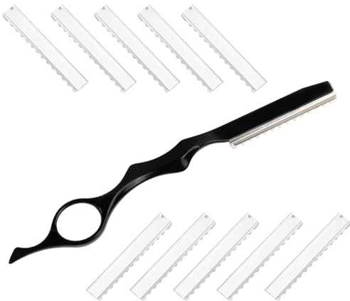 Haar Styling Rasiermesser, Premium Styling Razor Thinning Shaper Friseur Styling Messer Effiliermesser Haar Texturierung Schneidrasier Kamm für den Salon und Heimgebrauch, mit 10 Klingen