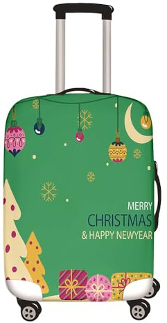 Surwin 3D Druck Reise Kofferschutzhülle Reisetasche Kofferbezug Waschbare Elastisch Kofferhülle Gepäck Cover Reisekoffer Hülle Schutz Bezug Schutzhülle (Stilvolle Weihnachten 7,XL (30-32 Zoll))