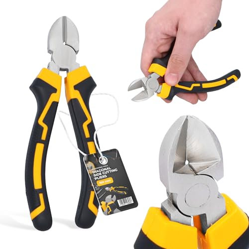 Pince Coupante de Côté 160 mm électricien Tenaille Latérale Coupe-Câbles Dénudeur de Fils Pince de Précision pour Acier avec Poignée Antidérapante