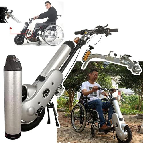 Dispositivo De Tracción For Silla De Ruedas De 400 Vatios, Kit De Conversión De Silla De Ruedas Eléctrica Con Batería De Litio De 36 V / 15 Ah, 3 Velocidades Ajustables, Ruedas De 12 Pulgadas, Alcance