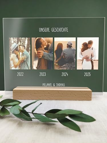 Generisch Jahrestag Geschenk Für Sie - Unsere Geschiche Acryl Foto Geschenk personalisiert - Geschenke Für Freundin, Ich Liebe Dich, Geschenk Freundin, Jahrestag Geschenk Für Männer, Geschenk Partner