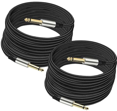 RJLLKD 2 Pack Guitar Cable 2M 6.35mm to 6.35mm Straight Jack to Jack 1/4 Instrument Cable Amp Balanced Lead for Electric Guitar, Bass, Keyboard, Mixer, Amplifier, Speaker, Equalizer, Nylon Braiding