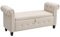 HOMCOM Banco de Almacenamiento Taburete de Almacenaje de Lino con Tapa de Bisagras Patas de Madera y Reposabrazos Enrollados para Dormitorio Salón Pasillo Carga 150 kg 146,5x49x74,5 cm Beige