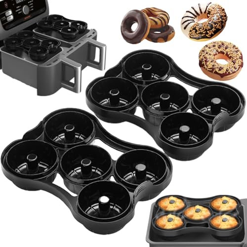 2 Stück Ninja Heißluftfritteuse Zubehör, Donuts Backform Ninja Airfryer Zubehör Kompatibel Ninja AF300EU, AF400EU, AF451EU, SL400EU, AF500EU, Donuts Airfryer Zubehör Silikonform Wiederverwendbarer