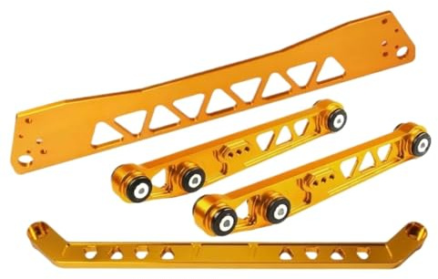 QIUYMGFG Suspensión de Ruedas Refuerzo de Bastidor Trasero de Aluminio Macizo + Barra de unión + Brazo de Control Inferior Trasero Apto para Honda Civic EG 92-95 Brazos de Suspensións(Gold)