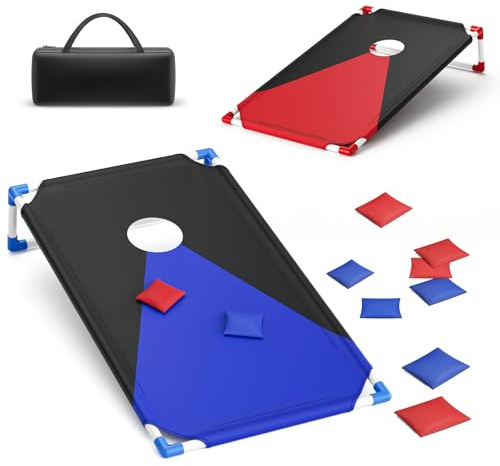 Gioco portatile per cornhole per adulti e bambini, con cornice in PVC, set con 8 pouf e borsa per il trasporto, gioco per esterni, interni, cortile, prato, spiaggia