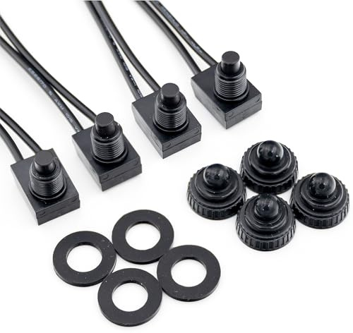 12V Wasserdicht Mikroschalter 2-Poliger Mit 11cm 18Awg Leitungen Wasserdichter Druckschalter An/Aus Spst Schalter Lewttyer (4 Stück)