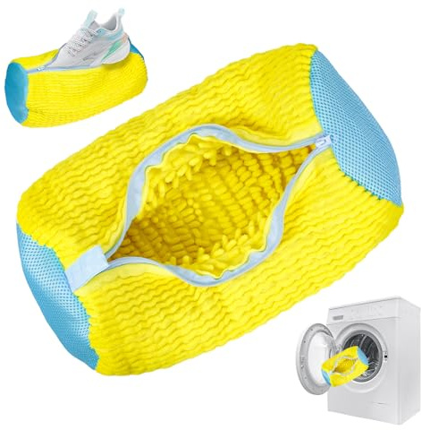 Zorplex 2 Piezas Bolsas para Lavar Zapatillas en Lavadora, Bolsa de Lavado Reutilizable con Cremallera Segura para Sneakers, Tenis, Calzado Deportivo y Ropa Delicada, Resistente (1, Amarillo)