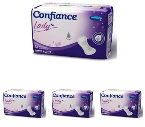 Confiance Lady - Petites Protections Anatomiques Absorbantes pour Femmes - Niveau d'Absorption : 6 gouttes (Fuites Urinaires Moyennes) - pH Neutre à la Peau - 14 Unités (Lot de 4)