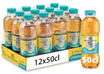 San Benedetto, Thè Deteinato al Limone, 12x500 ml, Senza Teina e Glutine, Bevanda Fresca e Dissetante, Tappo Click, con Poche Calorie. (Confezione da 6)