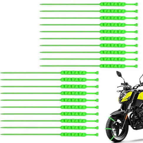 Set di catene per pneumatici - 20 pezzi di trazione sulla neve, di cinghie riutilizzabili, design di fissaggio a clip | Soluzione di su strada invernale per moto, scooter, biciclette