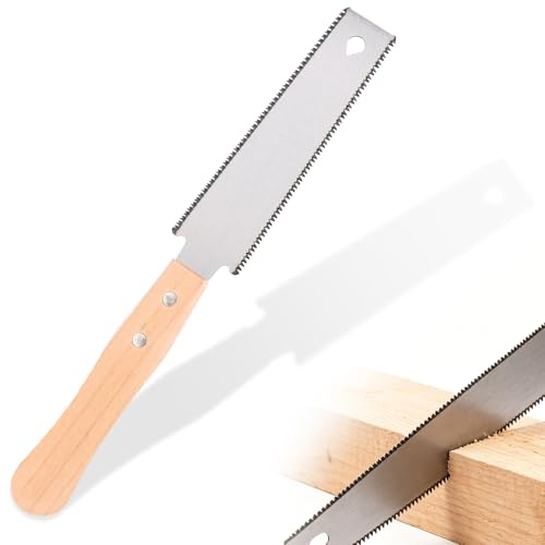 Japanese Saw, 14/17 TPI Double Edged Fine Tooth Hand Saw for Rip Cross Angle Cut, Japanese Pull Saw for Fine Cutting Wood, Wooden Handle Fine Tooth Pull Saws Woodworking Tool for Trimming Pruning