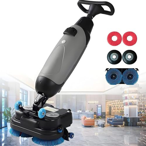 Professional Electric Floor Scrubber and Polisher with Dual Brushes and Double Tank for Tile and Concrete Floors