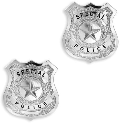 2 piezas de placa de policía, placa de policía de metal, juego de accesorios para disfraz de policía, accesorios para juegos de rol, Halloween, carnaval, fiesta de vestir