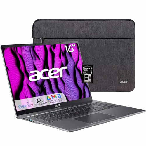 Acer Chromebook Plus 516, laptop WUXGA da 16, Intel i3-1315U, 8GB LPDDR5, 128GB UFS, HDMI, USB-C | A, Bluetooth, Wi-Fi 6E, DTS Audio, batteria lunga, Chrome OS, grigio acciaio
