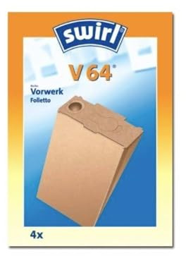 Swirl V 64 Spezialpapier Staubsaugerbeutel für Vorwerk und Volletto Staubsauger, Classic, 4 Stück (Pack of 3)