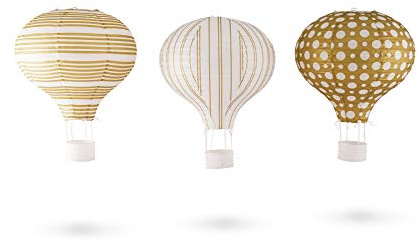 WEDDINGSTAR Hot Air Balloon Paper Lantern Set in Gold and White