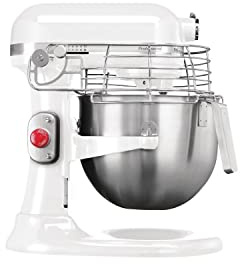KitchenAid Professional 325 W Küchenmaschine 5KSM7990XBWH, Weiß, Fassungsvermögen: 6,9 Liter, 10 Geschwindigkeiten - inklusive Schneebesen aus Edelstahl, Flachrührer, Knethaken & Schutzgitter, CB575
