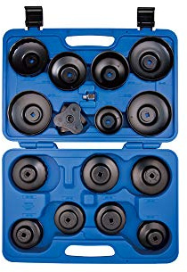 KING TONY 9AE2-7614 Ölfilterschlüssel-Set für Champion, Champ Lee, Purolator, Mopar, VW, Porsche, Mercedes, BMW, Audi, Toyota, Opel, 3/8 Zoll Vierkantantrieb, 76 mm Größe, 14 Flöte
