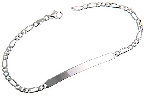 Gravurarmband Figaro inkl. Gravur (beidseitig) - Breite 4mm - massiv 925 Silber, Länge wählbar 16cm-22cm
