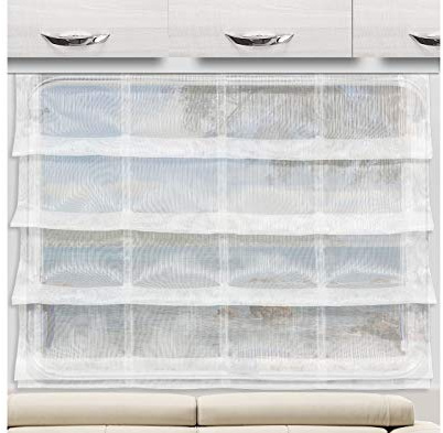 SeGaTeX home fashion Raffrollo Raffstore MAILIN Sekt 56 cm hoch | 3 Feste Falten | Fertiggardine für Caravan Wohnwagen | incl. PVC Flachprofil