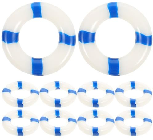 10 Stücke Rettungsring Miniatur Deko: 2,5 cm kleine Rettungsring Deko zum Basteln Harz Nautische Rettungsringe Mini Ornamente für DIY Strand Mikrolandschaft Blau