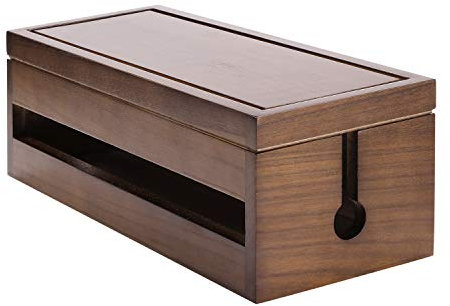 Changsuo Scatola di gestione dei cavi, organizer per cavi in legno, per cavo di estensione, protezione da sovratensione, gestione dei cavi, correttore, organizer per scrivania, casa