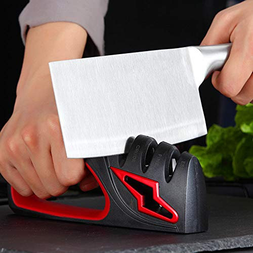Afilador De Cuchillos De Cocina, 4 En 1 Apto para Diferentes Tipos De Cuchillas DiseñO De La Manija Agarre MáS CóModo Piedra De Afilar Antideslizante De Silicona Kitchen Knife Sharpener