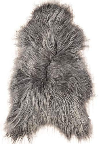 generisch LAMMFELL HELL GRAU LANGWOLLIG 90-100 cm ECHTES ÖKO Island SCHAFFELL GRAU GEFÄRBT