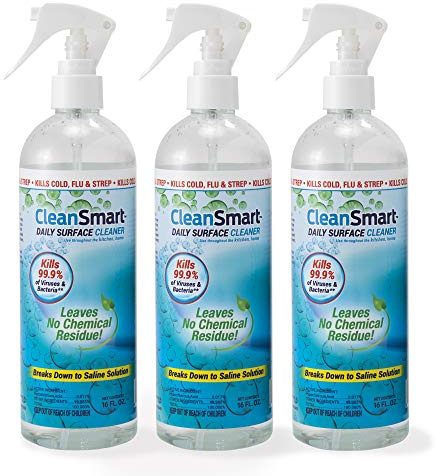 CleanSmart Daily Surface Spray Disinfectant, Kills 99.9% of Viruses, Bacteria, Mold & Fungus, 16 oz Bottle (Pack of 3)