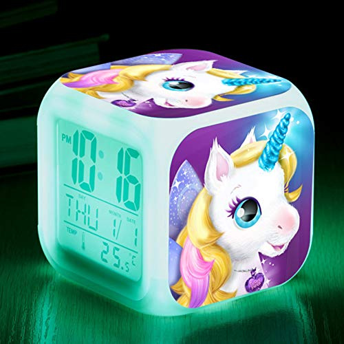 RAILONCH Einhorn Wecker für Mädchen, Digitaler Wecker mit LED Nacht, beleuchtetes Kindertagsgeschenk für Kinder Jungen und Mädchen (006)