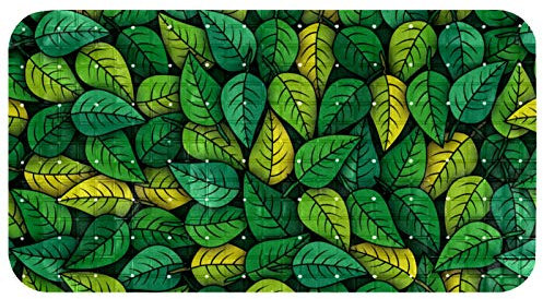 Bennigiry Badewanneneinlage BPA-frei mit Saugnäpfen und Ablauflöchern für Boden lang 37,3 x 68,3 cm Grüne Blätter