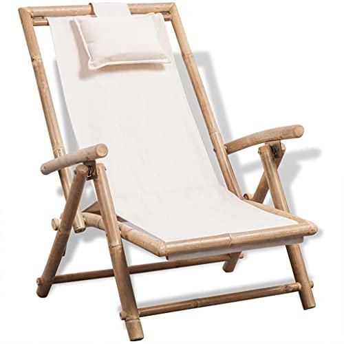 CHAHO Liegestuhl Klappbar, Relaxstuhl Garten, Campingstuhl für Terrasse Rasen Garten Deck Schwimmbad, Garten-Liegestuhl Bambus