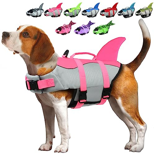 EMUST Giubbotto Salvagente Cane, Ristop Salvagente per Cani, Leggero Giubbotto Salvagente per Cani, Rosa Pura M