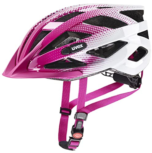 uvex air wing - lätt allroundhjälm för kvinnor och män - individuell justerbar passform - utbyggbar med LED-ljus - pink-white - 56-60 cm