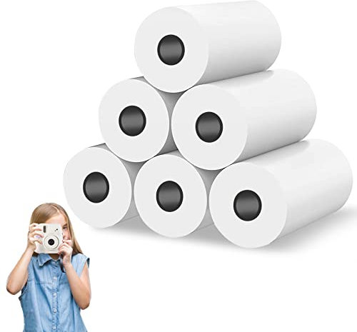 Druckpapier Thermopapier für Kinderkamera, 6 Rollen 57mm Kinderkamera Druckpapier Nachfülldruckpapier, Taschenetikettendrucker Nachfüllpapier für Kinderkamera Sofortdruckkamera