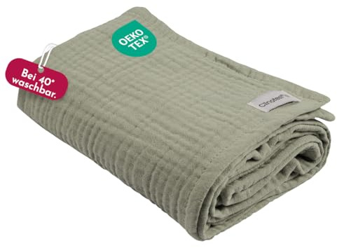 Clinotest Musselintücher Baby - 1Stk. 80x80cm - waschbare Mulltücher ohne Einlaufen - saugstarke Baby Spucktücher aus 100% Musselin-Baumwolle - weiches und atmungsaktives Pucktuch (Schilf)