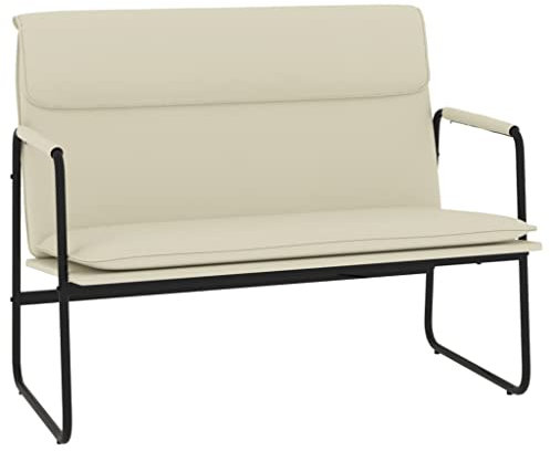 vidaXL Sitzbank mit Rückenlehne Polsterbank Flurbank Bank Wohnzimmer Sofa Polstersofa Esszimmerbank Garderobenbank Creme 100x64x80cm Kunstleder