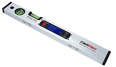 HUIOP Detector de ángulo de nivel de burbuja digital con instrumento de nivelación magnética de 40,6 cm de largo con burbuja vertical y horizontal