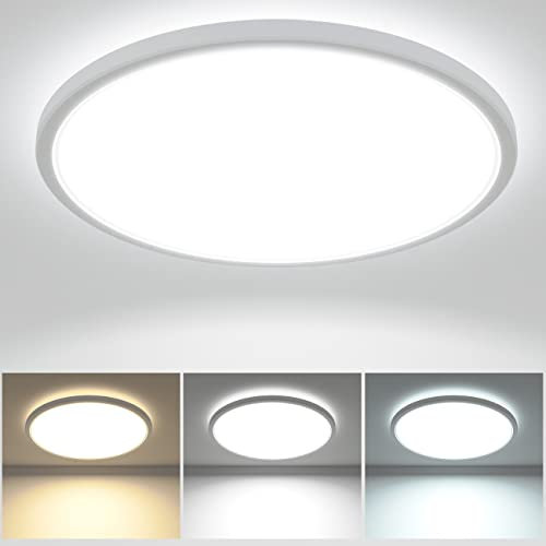 zemty 29W 3200LM LED Ceiling Light, 30cm Bathroom Lights Ceiling 3000K/4500K/6000K Waterproof, 3 Color Temperature Flush Ceiling Light, Round Ultra Thin for Bedroom, Bathroom, Living Room, Kitchen