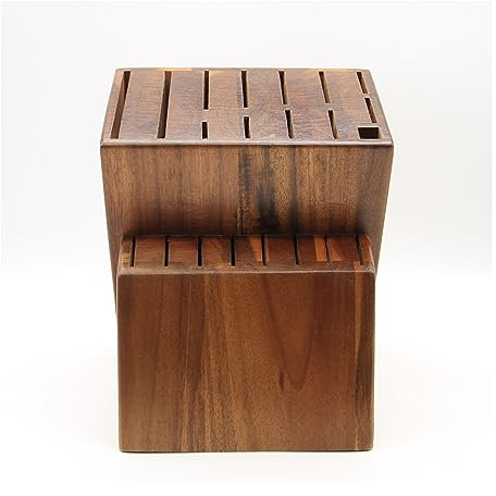 Generic 21-Piece Acacia Wood Knife Block, Brown, Kitchen Knife Storage and Organization