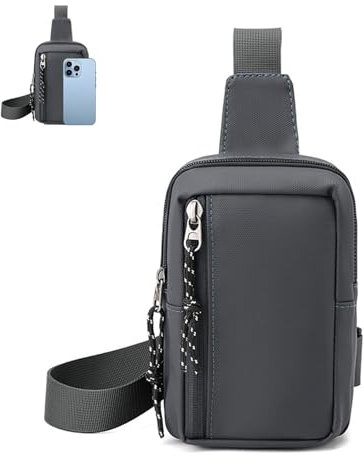 Minicloss Mini Umhängetasche,Mini Herren Brusttasche, Umhängetasche mit Outdoor Sport, Outdoor Reisen mit Schultertaschen, Umhängetasche Brusttasche für Leicht und atmungsaktiv(Grau)