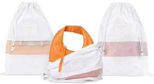 Hayden Hill Staubbeutel aus Bio-Baumwolle Handtaschen 3er-Pack Klein 38 cm | Zugband-Verschluss, Sichtfenster aus Organza, Für Handtaschen und Schuhe, Schützt vor Staub und Licht